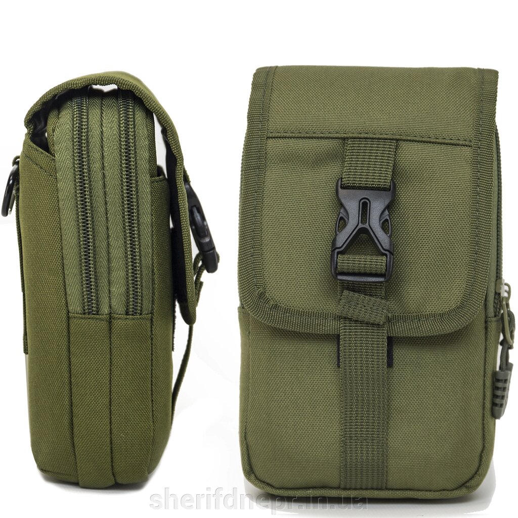 Тактична сумка-гаманець поясна EDC Molle olive,  для телефону ID 16098 від компанії ВОЄНТОРГ Шериф - фото 1