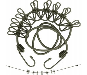Мотузка білизняна з прищіпками MIL-TEC Olive 16019000