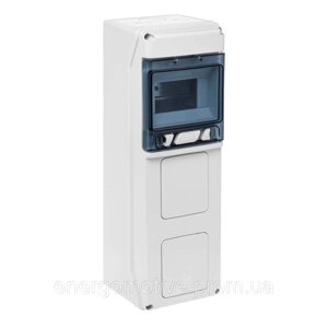 PCSN6PT/RR Настінний корпус для сил. розеток з отворами STAR 1х6 MOD 436x142x137мм, IP65, шини N+PE