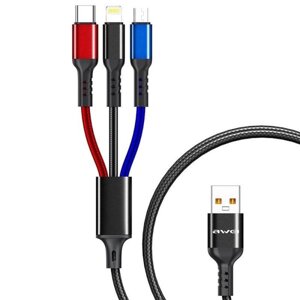 3 в 1 Кабель для заряджання телефонів Awei Cl-971 Usb to Type-C, Lightning, MicroUsb