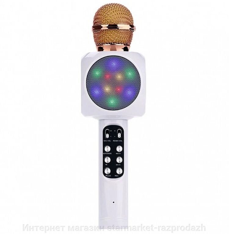 Бездротовий мікрофон караоке з динаміком та кольоромузикою Ws-1816, white від компанії Інтернет магазин starmarket-razprodazh - фото 1