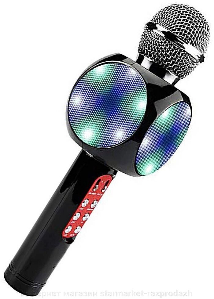 Бездротовий мікрофон караоке з динаміком та кольоромузикою Wster Ws-1816, black від компанії Інтернет магазин starmarket-razprodazh - фото 1