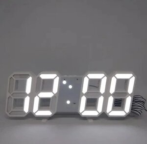Електронний Led годинник з будильником та термометром Ly 1089, white