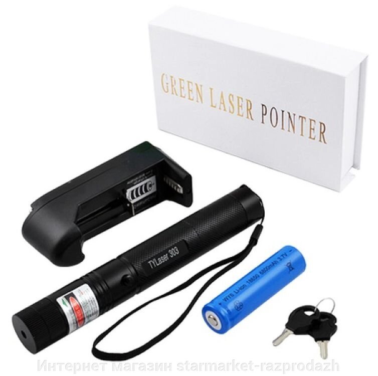Лазерна вказівка ​​Laser pointer Jd-303 Green з акумулятором від компанії Інтернет магазин starmarket-razprodazh - фото 1