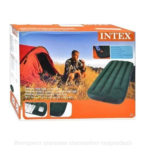 Надувний матрац Intex 66950 з вбудованим ножним насосом від компанії Інтернет магазин starmarket-razprodazh - фото 1