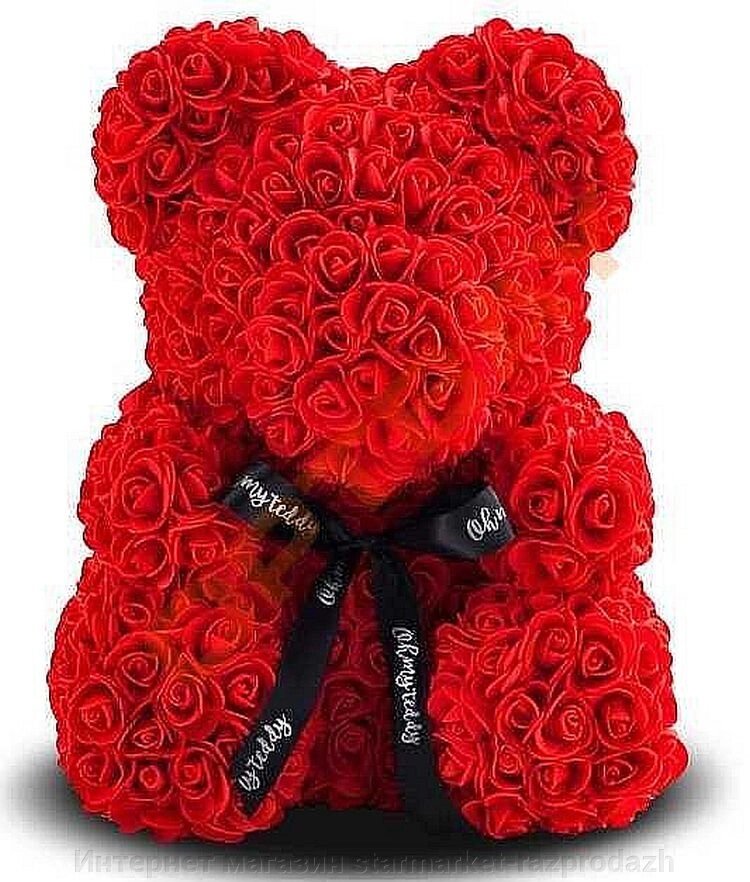 Ведмедик з троянд Bear Flowers 25 см червоний - опис