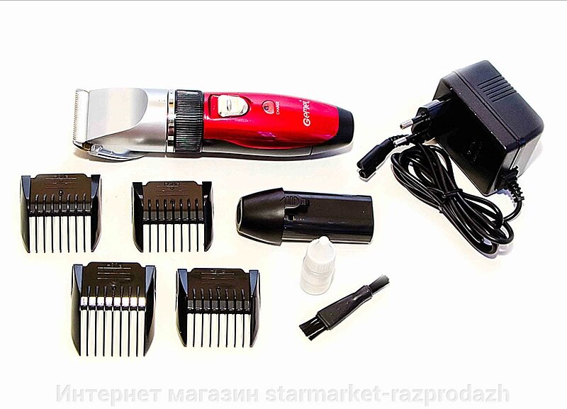 Професійна акумуляторна машинка для стрижки Progemei Gm-6001, red - замовити