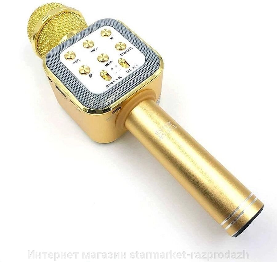 Бездротовий мікрофон караоке з динаміком 1818, gold - доставка
