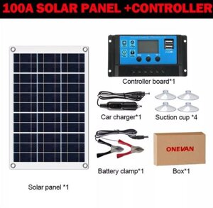 Гнучка сонячна панель 100 Вт, контролер 100А, щупи