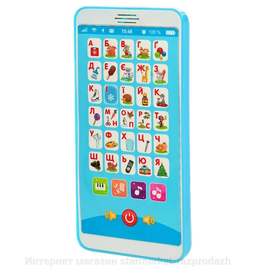 Дитячий телефон, смартфон цікавий алфавіт, M3674 в україні, синій - гарантія
