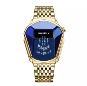 Чоловічий кварцовий годинник Hoursly з нержавіючої сталі, gold blue
