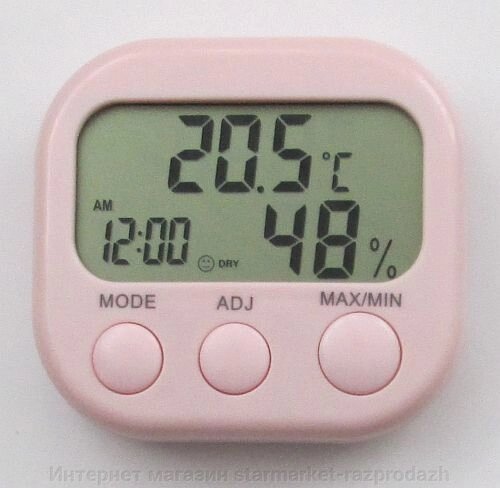 Термометр - гігрометр TA638 з годинником, календарем та будильником - доставка
