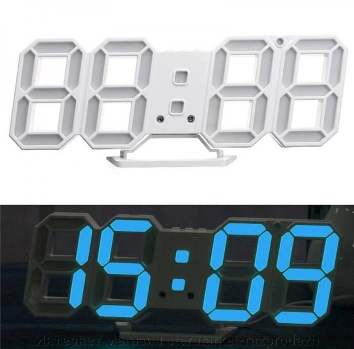 Електронний Led годинник з будильником та термометром Caixing Cx-2218, blue - знижка