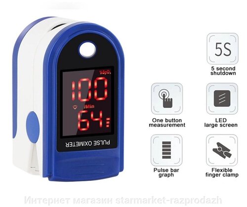 Портативний пульсоксиметр на палець для вимірювання сатурації кисню та частоти пульсу Mox01