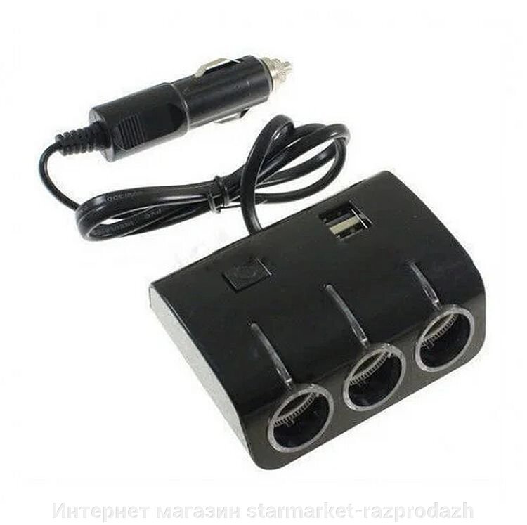 Прикуриватель розгалужувач трійник автомобіля 1506a з USB від компанії Інтернет магазин starmarket-razprodazh - фото 1