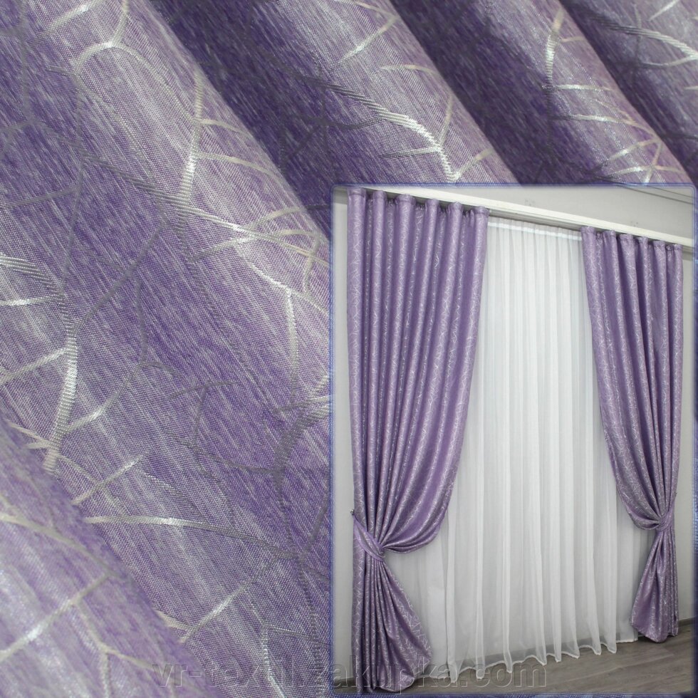 Комплект (2шт1.5х2,7м) готових жакардових штор, колекція "Савана" Колір бузковий. Код 611ш 30-395 від компанії Інтернет-магазин "VR-Textil" - фото 1