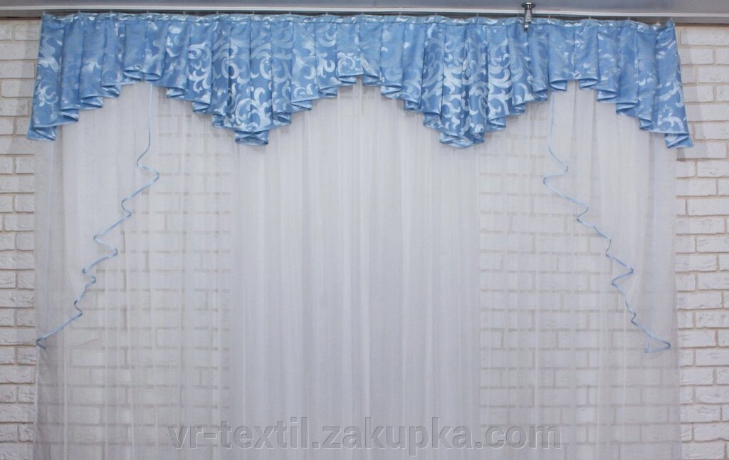 Ламбрекен з цупкої тканини на карниз 2,5 м. №108 Колір блакитний. Код:108л294 60-023 від компанії Інтернет-магазин "VR-Textil" - фото 1