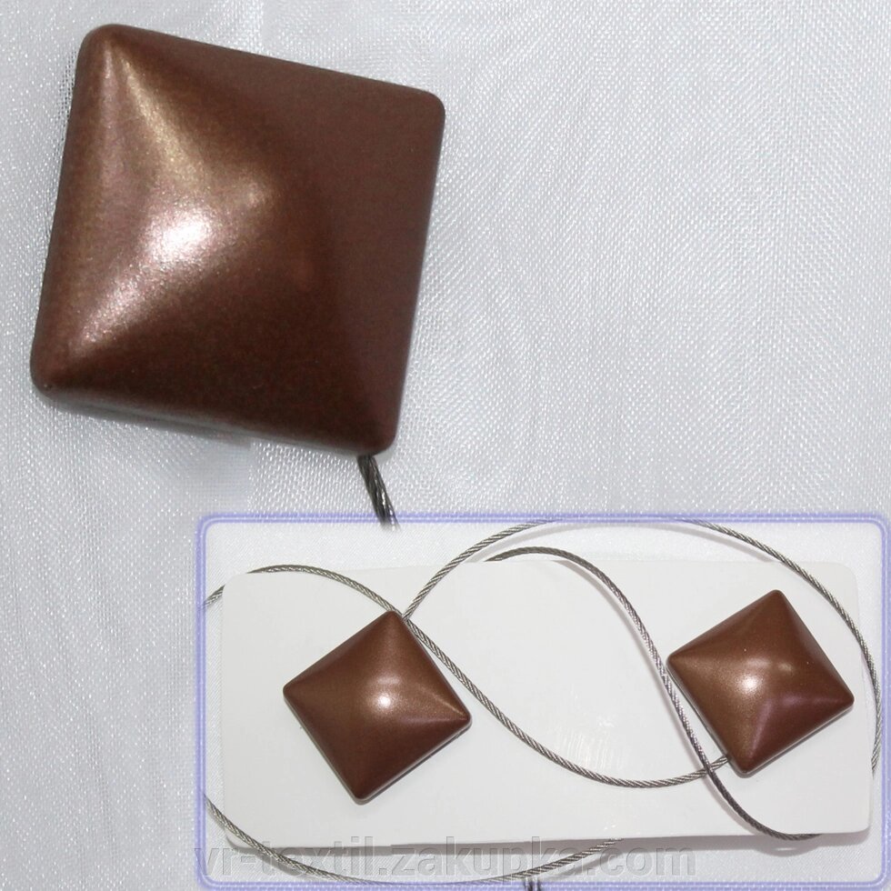 Магніти (2шт., пара) для штор, гардин "Квадрат". Колір коричневий. Код 118м 81-029 від компанії Інтернет-магазин "VR-Textil" - фото 1