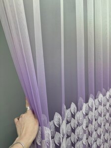 Залишок (1,5х2,7м.) тканини, з рулону. Грек-сітка» омбре з вишивкою. Колір бузковий з білим. Код 1494ту 00-027