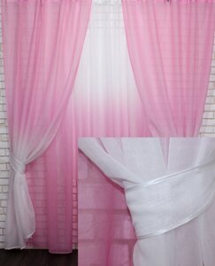 Комплект розтяжка "Омбре", тканина батист,під льон (4х2,5м+ 2шт. 1,5x2,5м) Колір рожевий з білим 031дк 575т 10-122