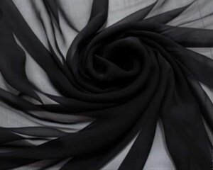 Тканина шифон однотонний, колір чорний