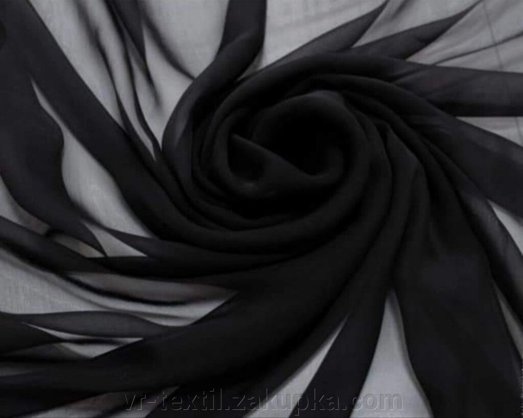 Тканина шифон однотонний, колір чорний від компанії Інтернет-магазин "VR-Textil" - фото 1