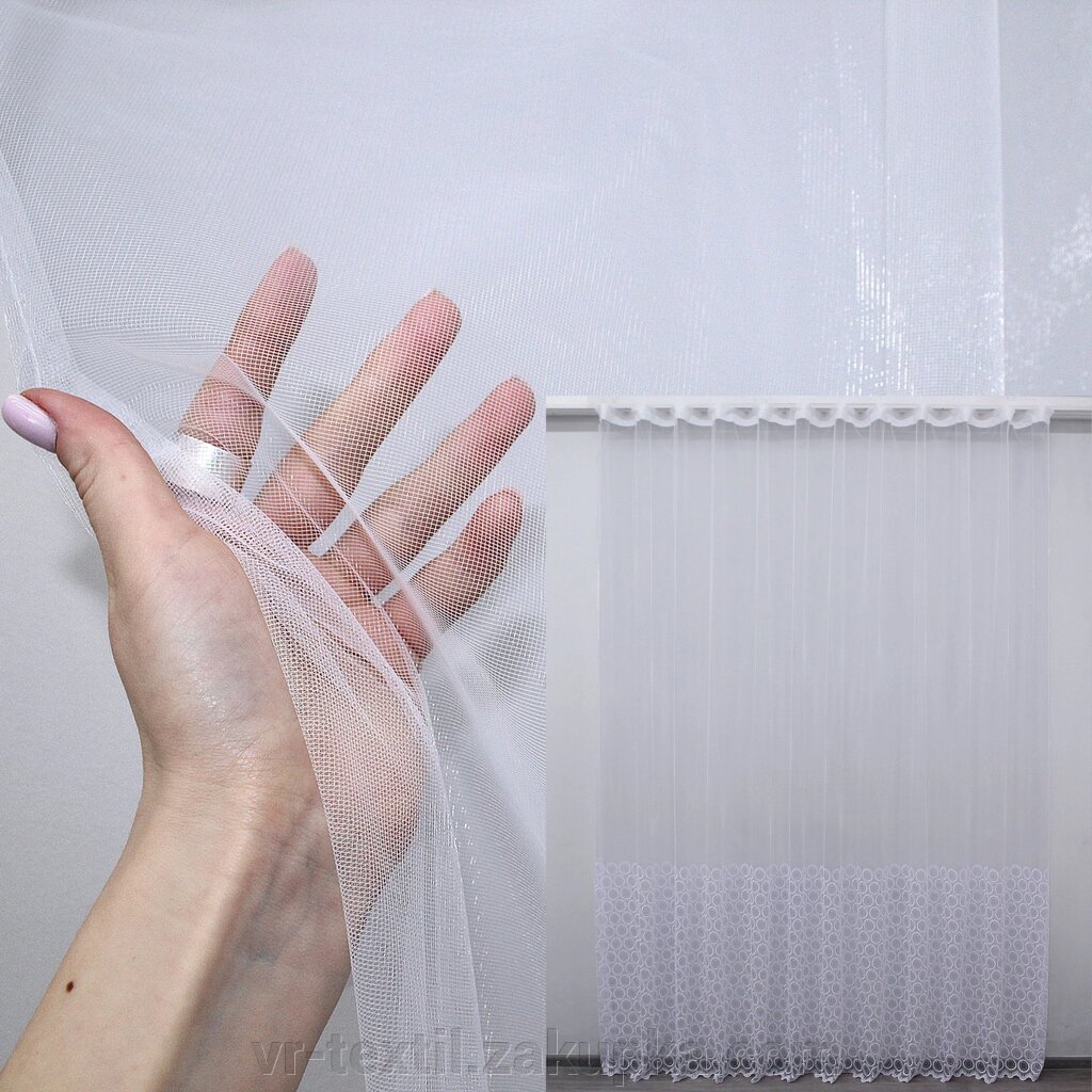 Залишок (2,2х2,7м.) тканини з рулону, тюль фатин з вишивкою, "Irena". Колір білий. Код 1164ту 00-404 від компанії Інтернет-магазин "VR-Textil" - фото 1