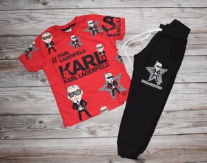Дитячий Костюм Весна-Літо Штани Футболка Karl Lagerfeld Червоний Зростання 110-134 см