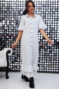 Ефектне Платье Бохо Довге з Рюшами Біле S, М, L, XL