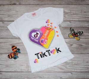 Модна Футболка для Девочки TikTok / Likee Біла Зростання 104-122 см