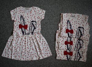 Модне трикотажне Сукня для Дівчатка "Зайка" Біле Зростання 98-122 см