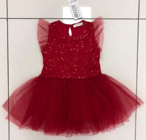 Ошатне Дитяче Сукня для Дівчатка "Шик" з фатину і паєтками Червоне Зростання від 104, 110, 128 см