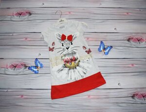 Ніжне Літній Сукня для дівчаток Кролик Сіре з Червоним Зростання 92-116 см