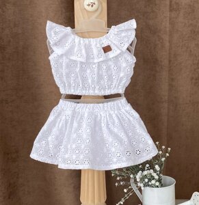 Комплект Блумер (Трусики на Памперс) і Топ для Девочки Air Flower Білий Зростання 56-68, 68-80 см