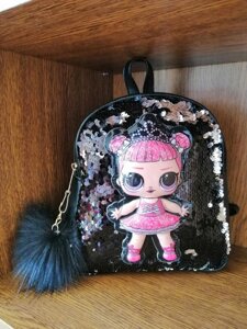 Рюкзак для Дівчатка Лялечка Лол 3-D Екокожа з паєтками Чорний