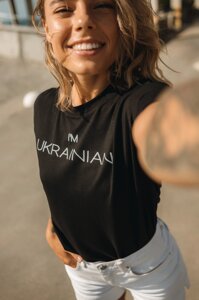 Жіноча чорна футболка Я укранський патріотичний S-M, L-XL