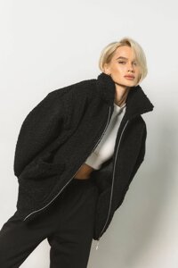 Жіноча Куртка з Тедді Хутра Демісезонна Чорна S-M, L-XL