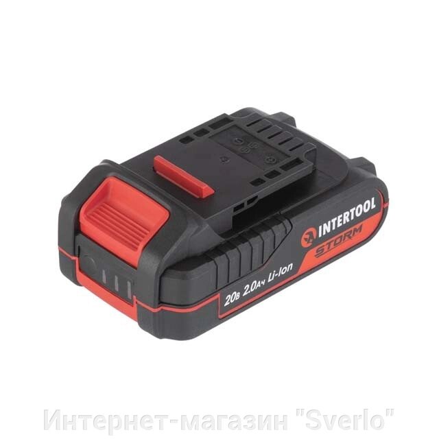 Акумулятор 20 В, Li-ion, 2.0 А·год, індикатор рівня заряду INTERTOOL WT-0340 від компанії Интернет-магазин "Sverlo" - фото 1