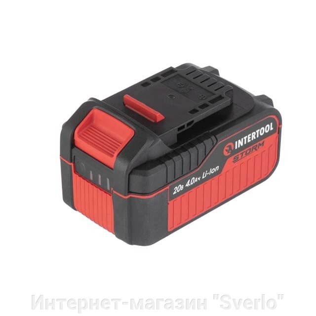 Акумулятор 20 В, Li-ion, 4.0 А·год, індикатор рівня заряду INTERTOOL WT-0341 від компанії Интернет-магазин "Sverlo" - фото 1