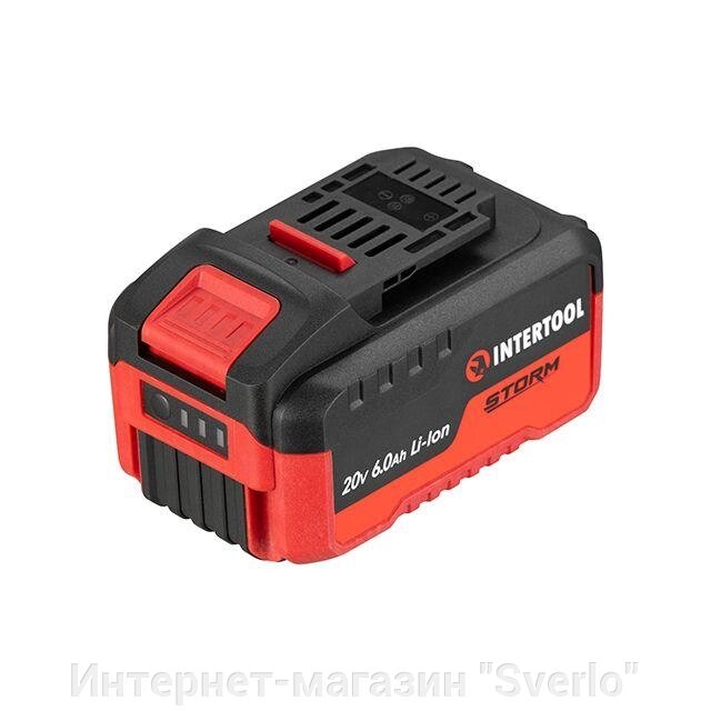 Акумулятор 20 В, літій-іон, 6.0 А·год, індикатор рівня заряду INTERTOOL WT-0342 від компанії Интернет-магазин "Sverlo" - фото 1