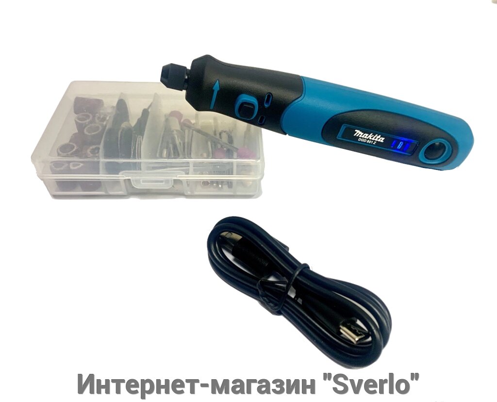 Акумуляторний міні-гравер 3.7 вольт Makita DGD801Z + комплект насадок від компанії Интернет-магазин "Sverlo" - фото 1