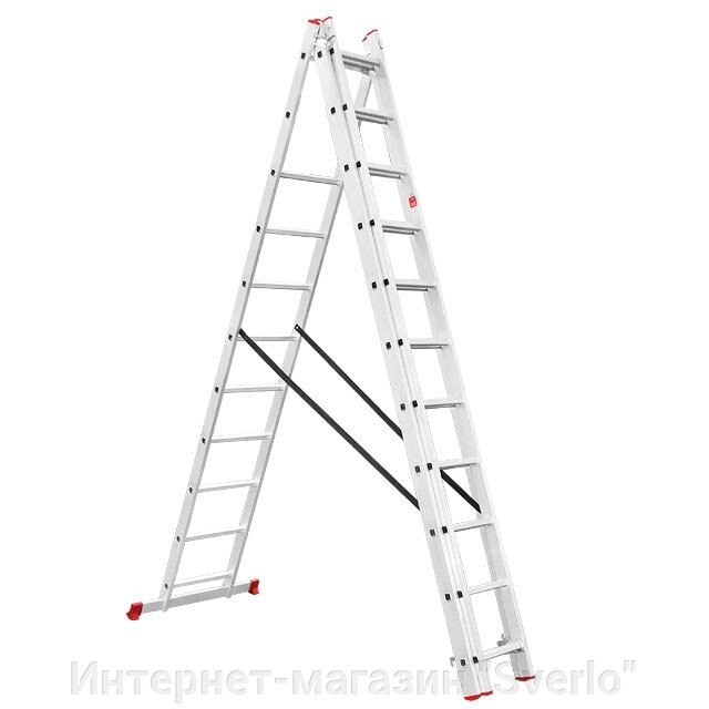 Драбина алюмінієва 3-секційна універсальна розкладна INTERTOOL LT-0311 від компанії Интернет-магазин "Sverlo" - фото 1