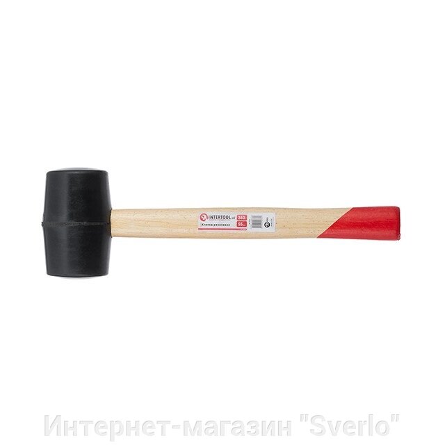 Киянка гумова 350 г. 50 мм, чорна гума, дерев'яна ручка INTERTOOL HT-0236 від компанії Интернет-магазин "Sverlo" - фото 1