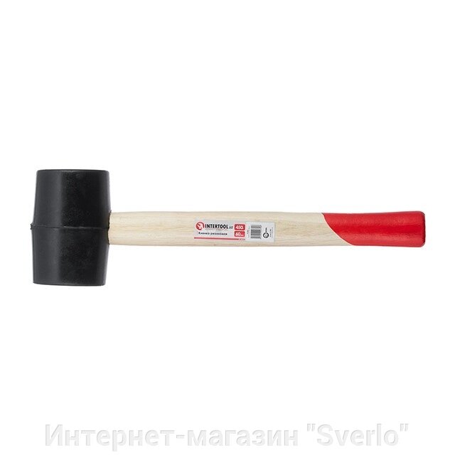 Киянка гумова 450 г. 60 мм, чорна гума, дерев'яна ручка INTERTOOL HT-0237 від компанії Интернет-магазин "Sverlo" - фото 1