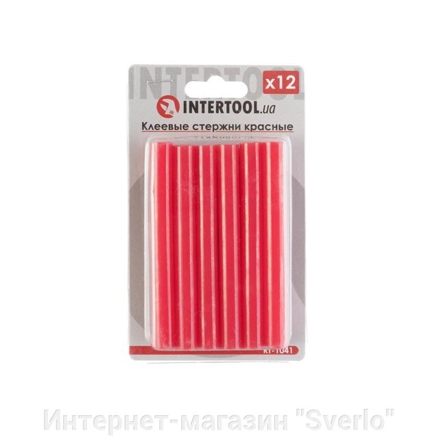 Комплект червоних клейових стрижнів 11.2 мм*100 мм, 12 шт. INTERTOOL RT-1041 від компанії Интернет-магазин "Sverlo" - фото 1