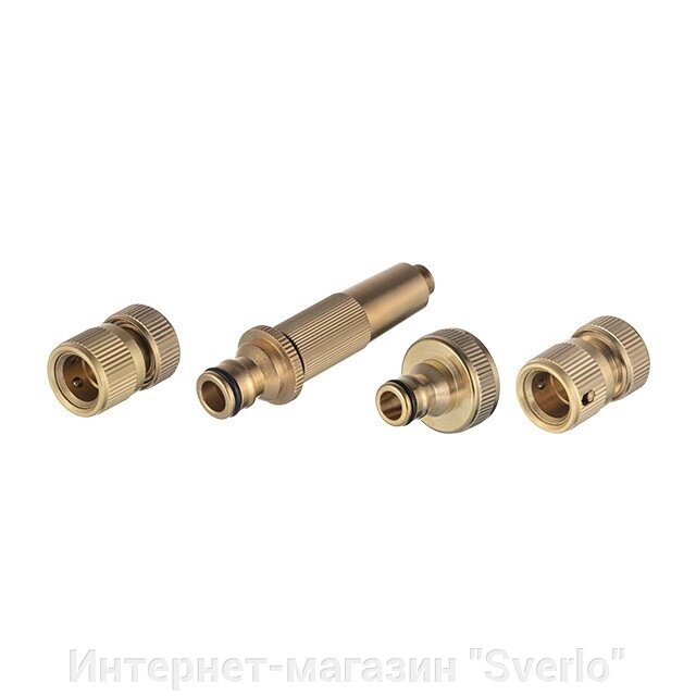 Комплект насадка латунна для поливання 1/2", конектор з аквастопом 1/2", конектор 1/2", адаптер 1/2" і 3/4" від компанії Интернет-магазин "Sverlo" - фото 1