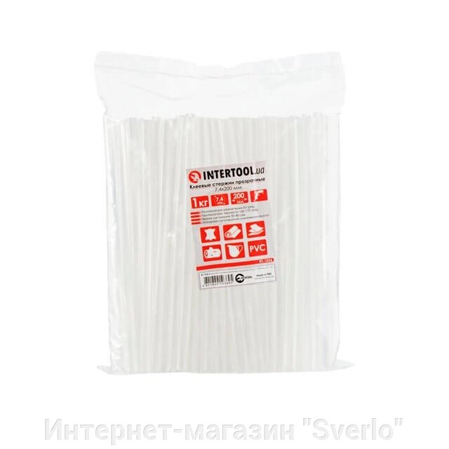 Комплект прозорих клейових стрижнів 7.4 мм*200 мм, пак. 1кг INTERTOOL RT-1036 від компанії Интернет-магазин "Sverlo" - фото 1