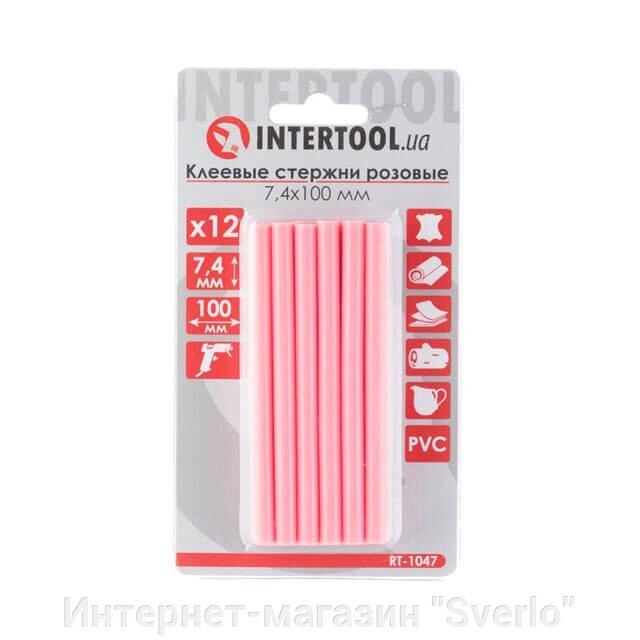 Комплект рожевих клейових стрижнів 7.4 мм*100 мм, 12 шт. INTERTOOL RT-1047 від компанії Интернет-магазин "Sverlo" - фото 1