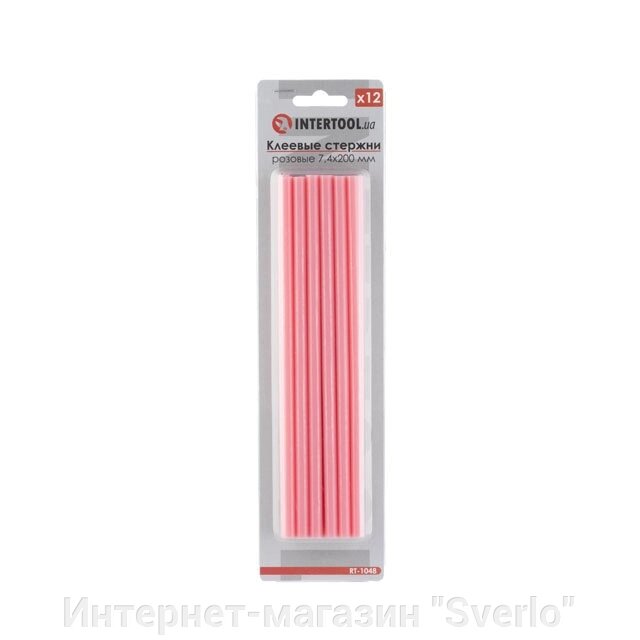 Комплект рожевих клейових стрижнів 7.4 мм*200 мм, 12 шт. INTERTOOL RT-1048 від компанії Интернет-магазин "Sverlo" - фото 1