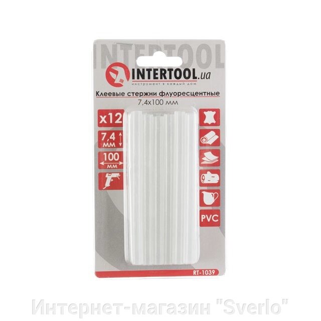 Комплект стрижнів клейових флуоресцентних 7,4 мм*100мм, 12 шт. INTERTOOL RT-1039 від компанії Интернет-магазин "Sverlo" - фото 1